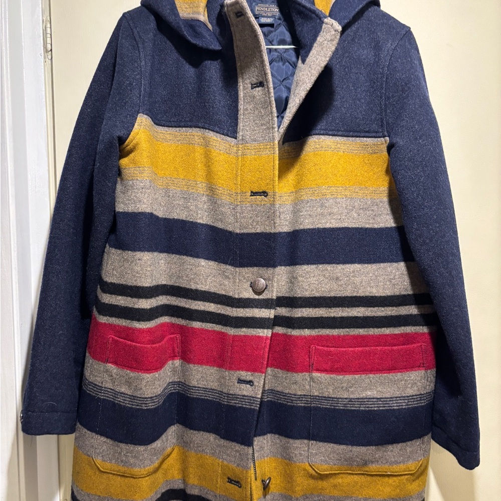 Pendleton Multicolor Striped Hooded Coat
